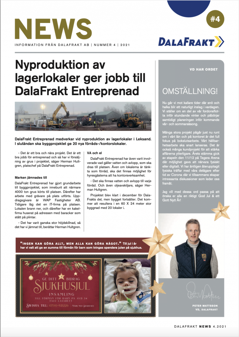 Dalafrakt News Nr 4 2021 Dalafrakt Dalarnas Fraktbolag